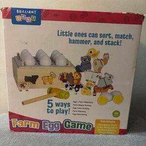Brilliant Baby Toddler Learning Toy – Wooden Farm Egg Game